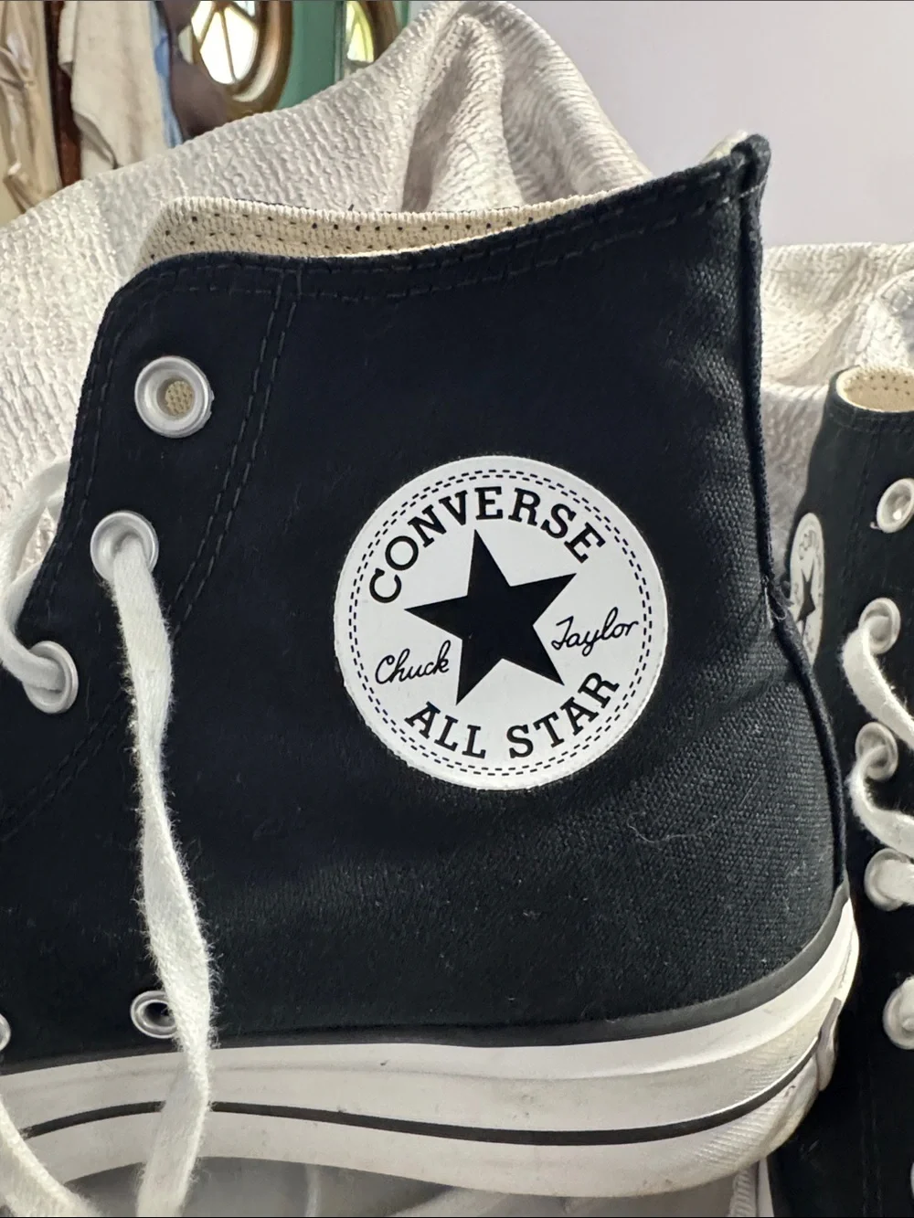 Converse Black and White High Top Sneakers - Picture 5 of 8